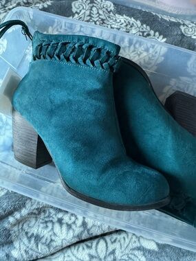 O’Neill Teal Suede Block Heel Ankle Boots - Worn once.